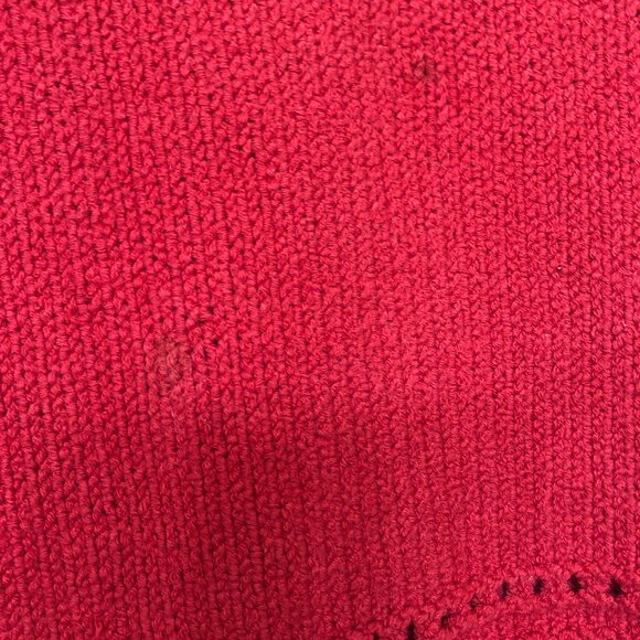 Womens Red Skirt, Hand Knit, Size 10-12, Classic Flair Eyelet Detail - Picture 11 of 12